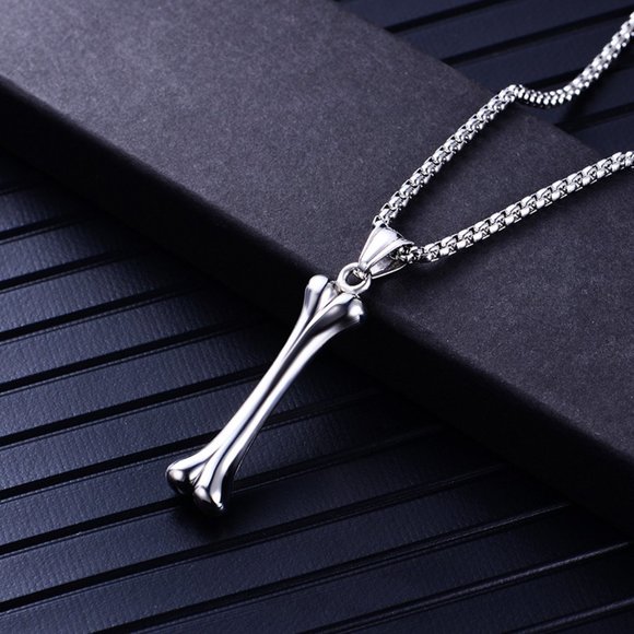 ❤️Fashion stainless steel dog bone skeleton pendant necklace for men, N90201P229 - Picture 4 of 8